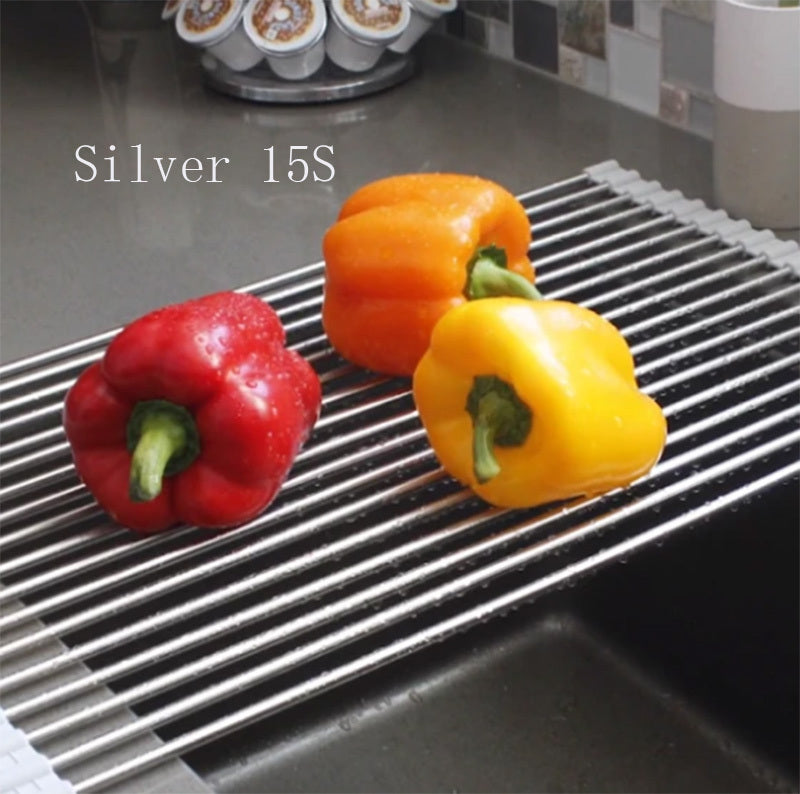 Folding Kitchen Drain Sink Rack Stainless Steel Lime Sunflower