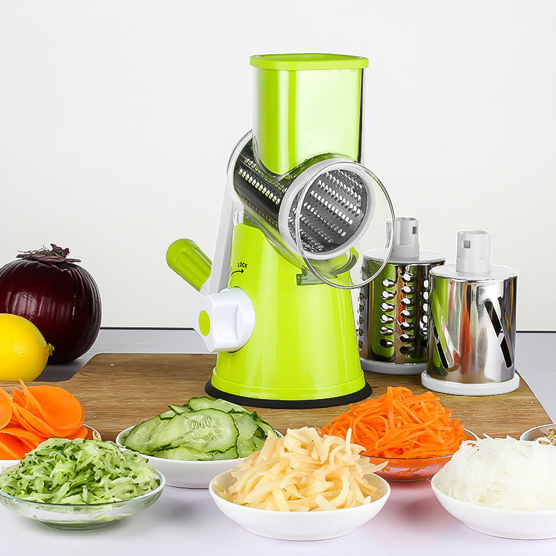 Food Processor Vegetable Chopper Kitchen Roller Gadgets Tool Vegetable Cutter Round Slicer Graters Potato Carrot Cheese Shredder Lime Sunflower