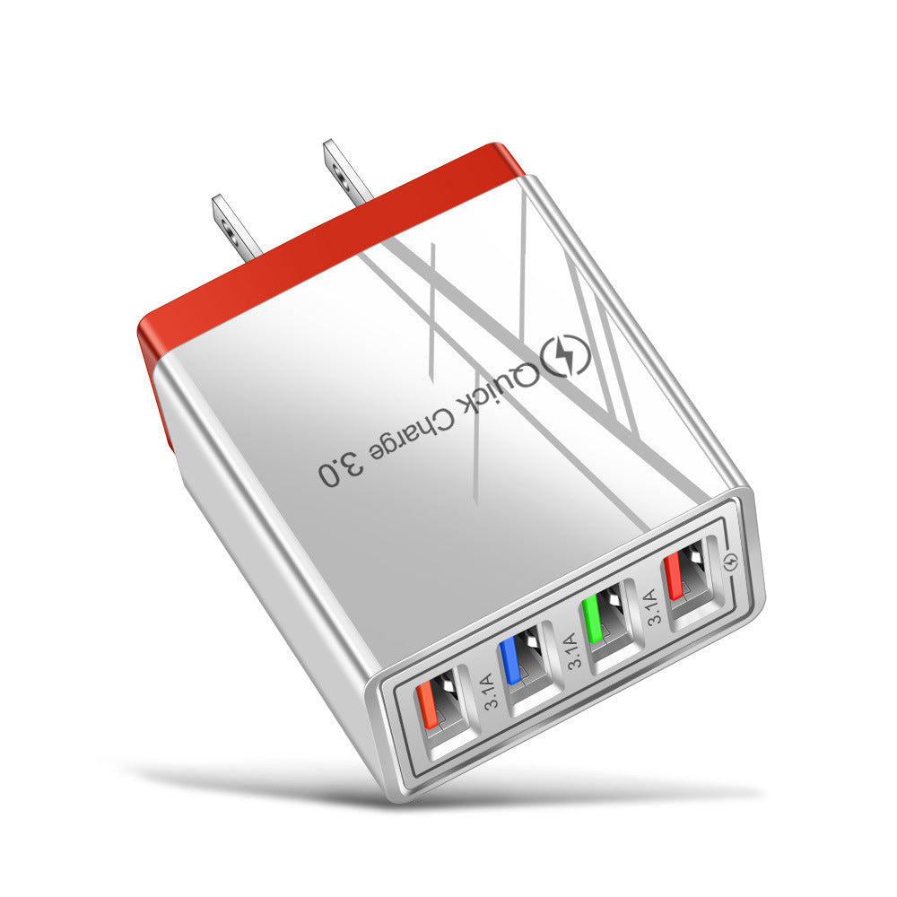 USB Charger Quick Charge 3.0 4 Phone Adapter For Tablet Portable Wall Mobile Charger Fast Charger Lime Sunflower