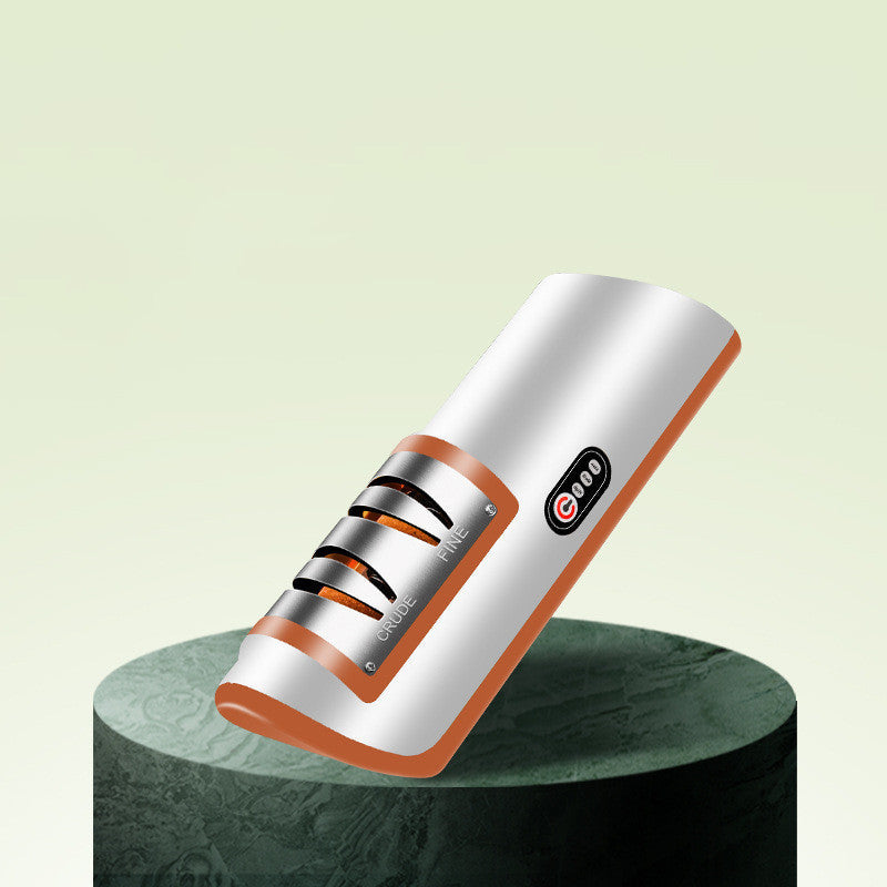USB Rechargeable Electric Knife Sharpener Automatic Adjustable Kitchen Tool For Fast Sharpening Knives Scissors And Grinders Gadgets Lime Sunflower
