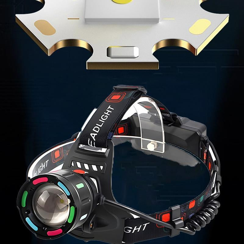 Super Bright LED Headlamp Rechargeable, 10000 High Lumen Headlight, 4Light Modes, Adjustable Headband, Lightweight IPX56 Waterproof Flashlight with Red Light for Outdoors Camping, Running,Runningportable Headlight Home Emergencyoutdoor Camp Motion Sensor