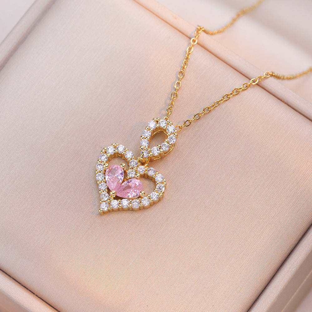 Exquisite Luxury Rhinestone Crystal Heart Pendants Necklaces For Women Party Jewelry Gifts Fashion Jewelry Lime Sunflower