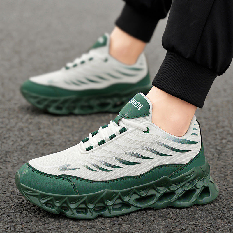Men's Lace-up Sneakers Thick-soled Daddy Vulcanized Shoes Outdoor Running Sports Casual Shoes Lime Sunflower