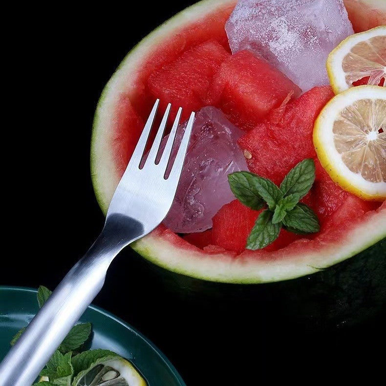 2 In 1 Watermelon Fork Slicer Multi-purpose Stainless Steel Watermelon Slicer Cutter Kitchen Fruit Cutting Fork Fruit Divider Kitchen Gadgets Lime Sunflower