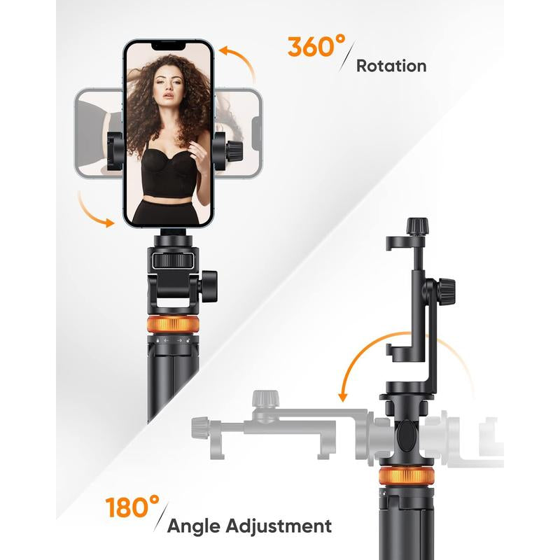 62" Phone Tripod, Tripod for Iphone & Selfie Stick Tripod with Remote, Extendable Phone Tripod Stand & Travel Tripod, Solidest Cell Phone Tripod Compatible with Iphone/Android Eucos