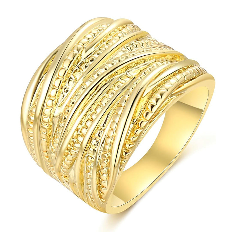 Retro Double Gold Texture Men's And Women's Rings Fashion Lime Sunflower