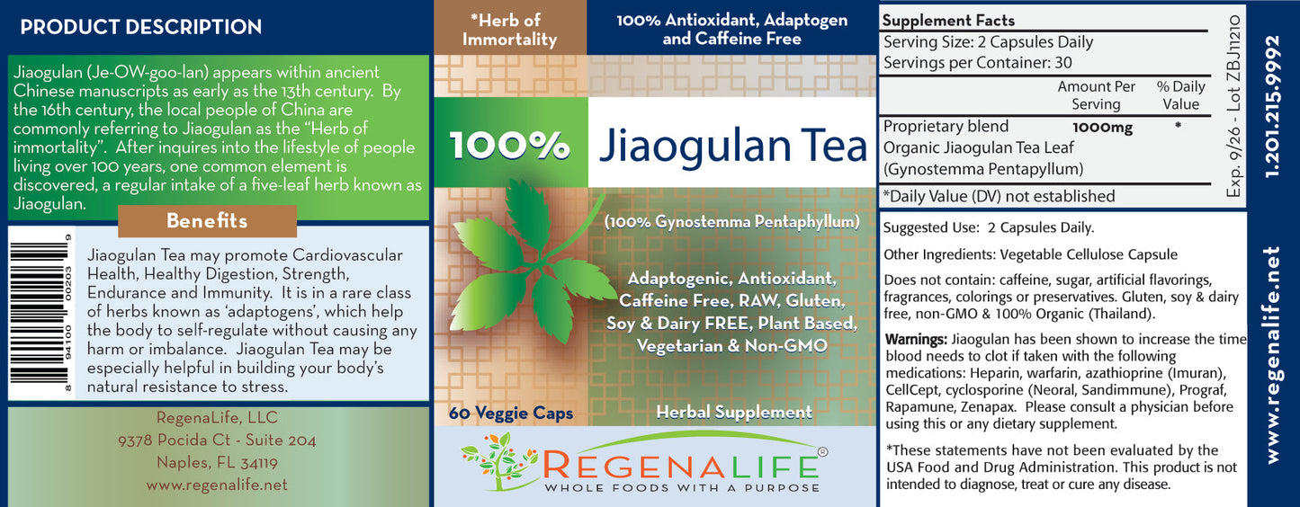 Jiaogulan Tea Capsules RegenaLife Market