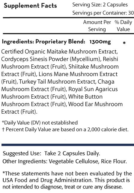 Maitake 10X - 10 Powerful Medicinal Mushrooms For Total Immunity