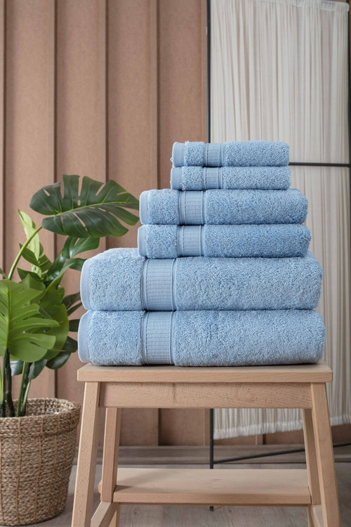 Turkish Cotton Full Bath Towel Set of 6 Teal Oceanus
