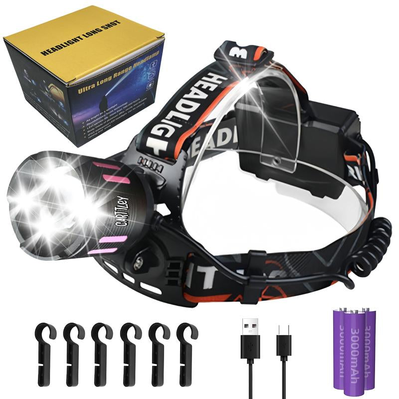 Super Bright LED Headlamp Rechargeable, 10000 High Lumen Headlight, 4Light Modes, Adjustable Headband, Lightweight IPX56 Waterproof Flashlight with Red Light for Outdoors Camping, Running,Runningportable Headlight Home Emergencyoutdoor Camp Motion Sensor