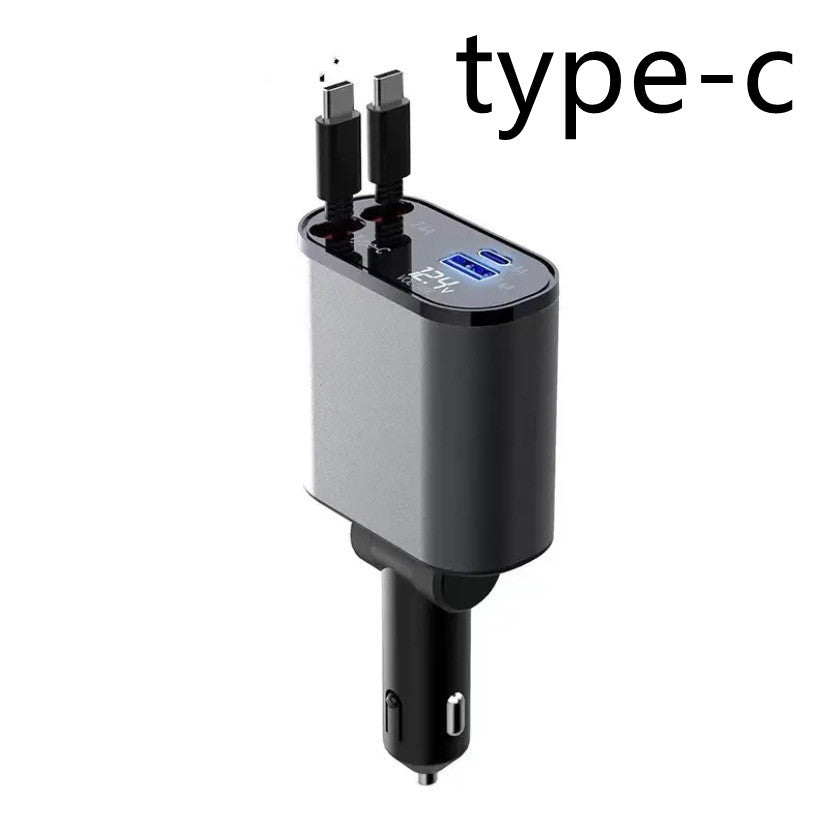Metal Car Charger 100W Super Fast Charging Car Cigarette Lighter USB And TYPE-C Adapter Lime Sunflower