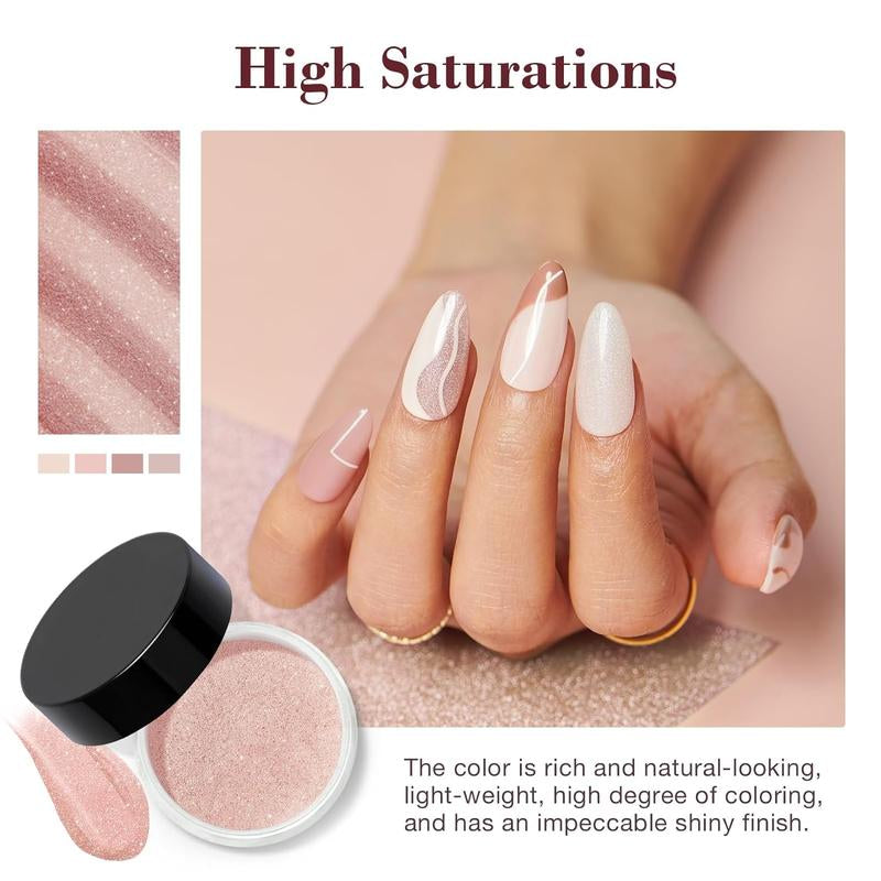 AZUREBEAUTY 4 Colors Dip Powder Nail Starter Kit, Dipping Powder Set with Base Top Coat Activator Essential Liquid, All-In-One Nail Art Manicure Tools DIY Beginner Kit