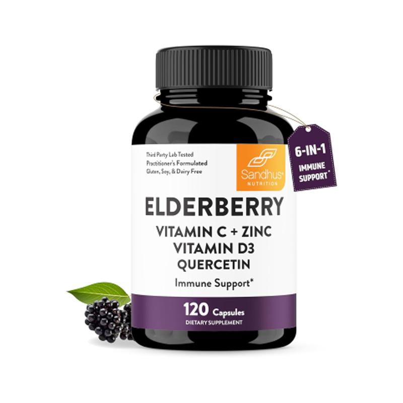 【Sandhus】Elderberry for Immune Support, Vitamin C, Zinc, Quercetin & D3, Healthcare Dietary Supplement