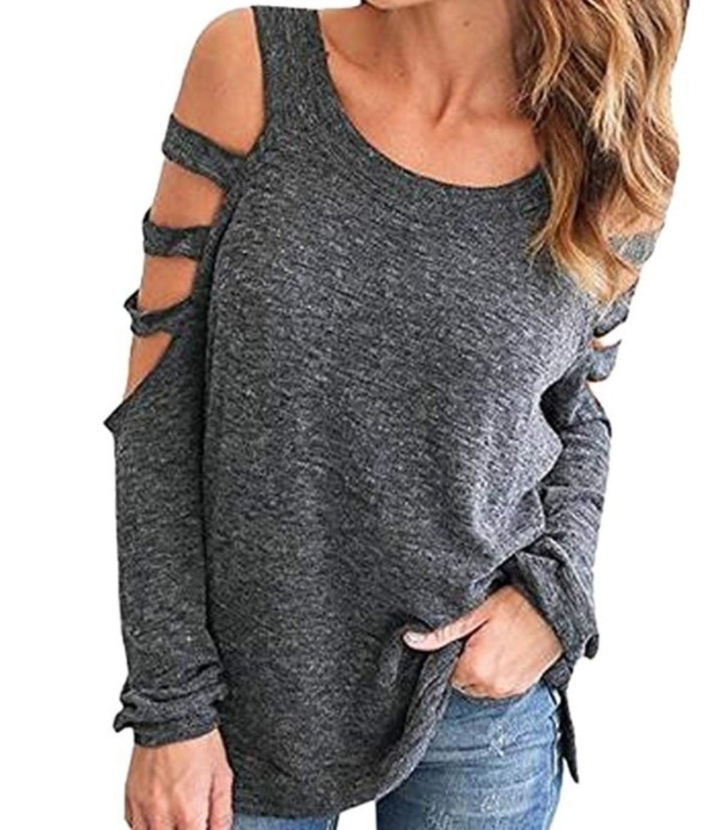 Womens Open Shoulder Long Sleeve Casual Top Yellow Pandora
