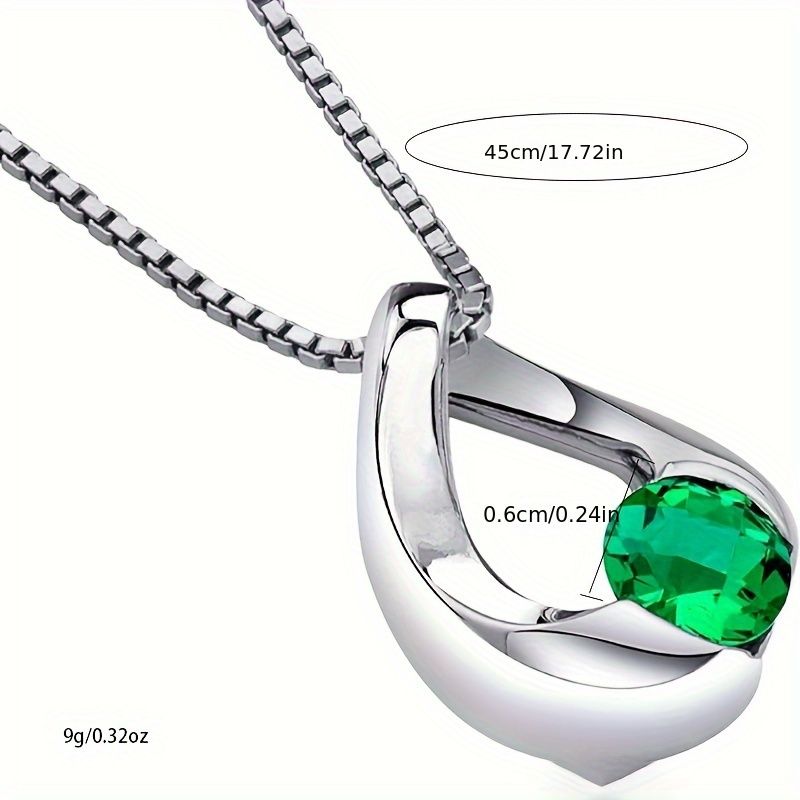 "Sterling silver track solitaire pendant necklace for women, assorted gemstones, cushion cut, 6mm, with 18"" Italian chain"