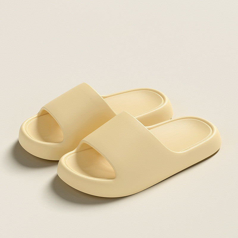 Solid Thick-soled Home Slippers Summer Non-slip Floor Bathroom Slipper For Women Men's House Shoes Lime Sunflower