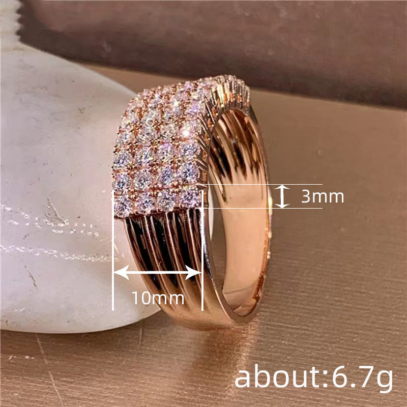 Inlaid Zircon Female Shiny Ring Geometry Lime Sunflower
