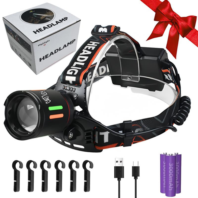 Super Bright LED Headlamp Rechargeable, 10000 High Lumen Headlight, 4Light Modes, Adjustable Headband, Lightweight IPX56 Waterproof Flashlight with Red Light for Outdoors Camping, Running,Runningportable Headlight Home Emergencyoutdoor Camp Motion Sensor