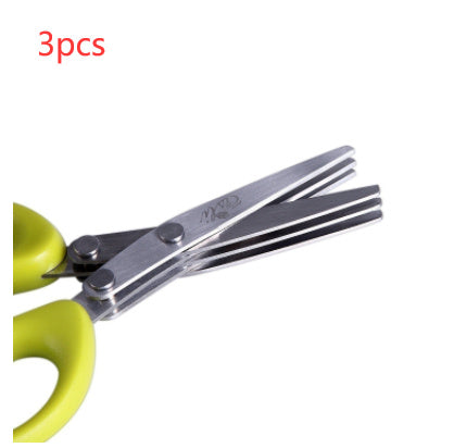 Multifunctional Multi-layer Green Onion Scissors Stainless Steel Onion Cutting Knife Herb Seaweed Spice Scissors Kitchen Scissor Kitchen Gadgets Lime Sunflower
