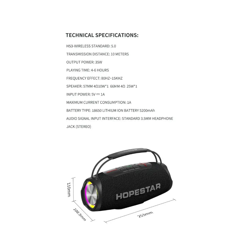 H53 Wireless Bluetooth Speaker Waterproof Portable Outdoor Portable Rugby High-power Double MP3 Player RegenaLife Market