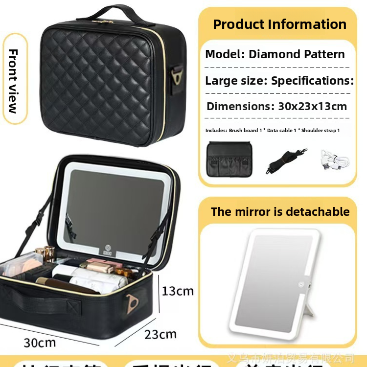 Portable LED Mirror Leather Makeup Case with Brush Set RegenaLife Market