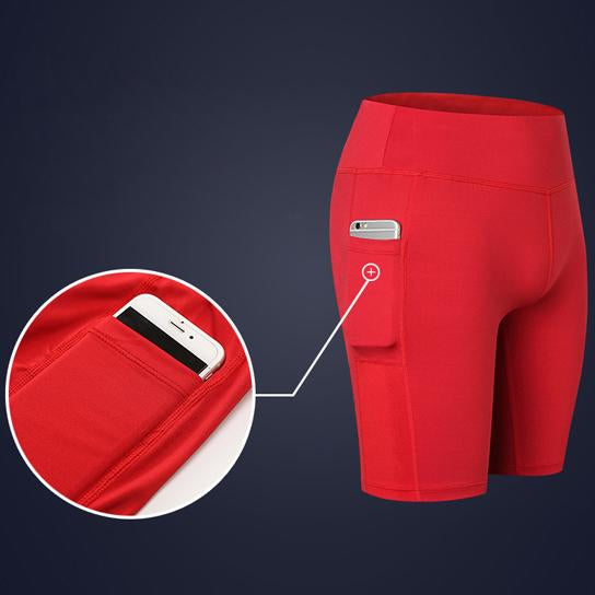 All Seasons Yoga Shorts Stretchable With Phone Pocket Salmon Lucky