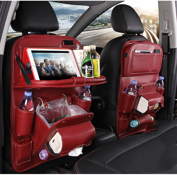 PU Leather Car Storage Bag Multifunction Seat Back Tray Hanging Bag Waterproof Car Organizer Automotive Interior Accessories Lime Sunflower