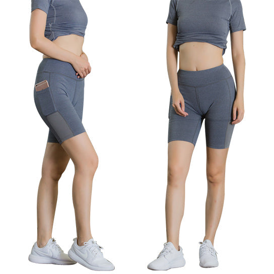 All Seasons Yoga Shorts Stretchable With Phone Pocket Salmon Lucky