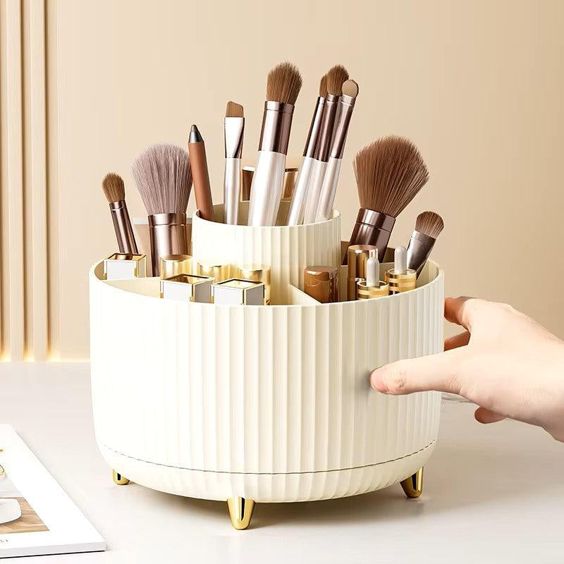 360° Rotating Makeup Brush & Beauty Organizer Boxes Desktop Light Room