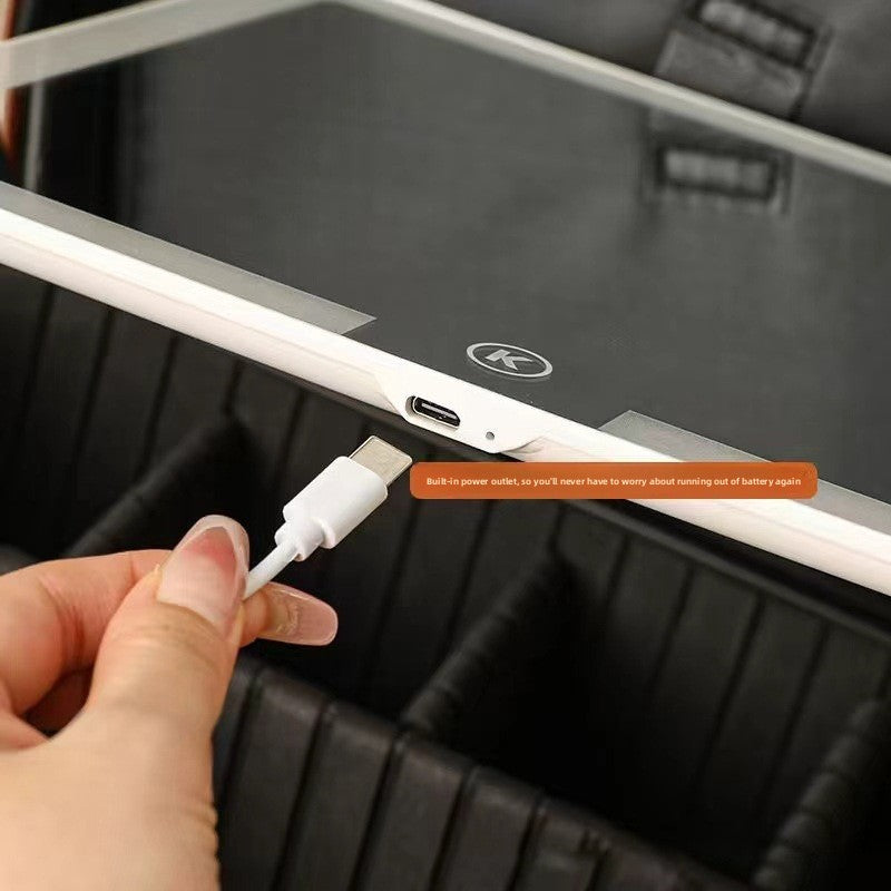 Portable LED Mirror Leather Makeup Case with Brush Set RegenaLife Market