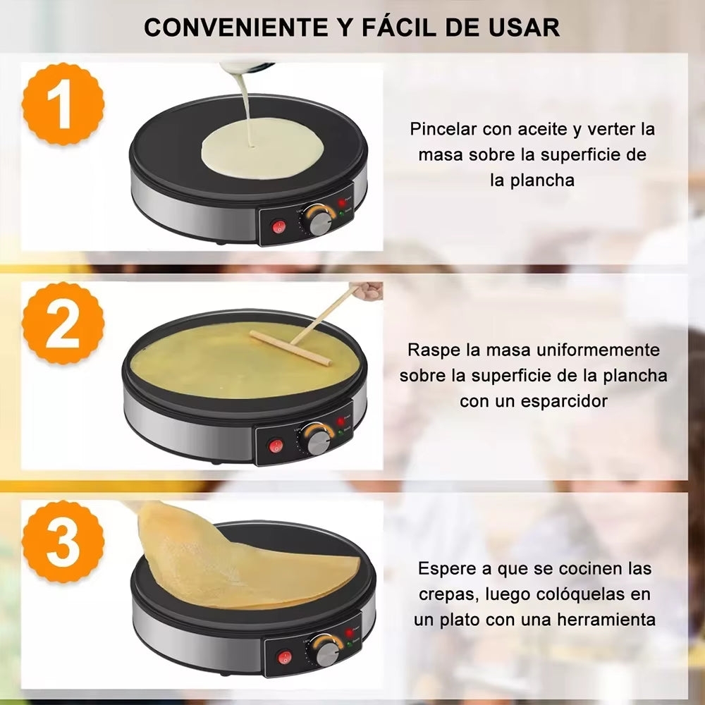 Electric Griddle Crepe Maker Cooktop - Nonstick Griddle Crepes Maker with LED Indicator Lights Adjustable Temperature Control
