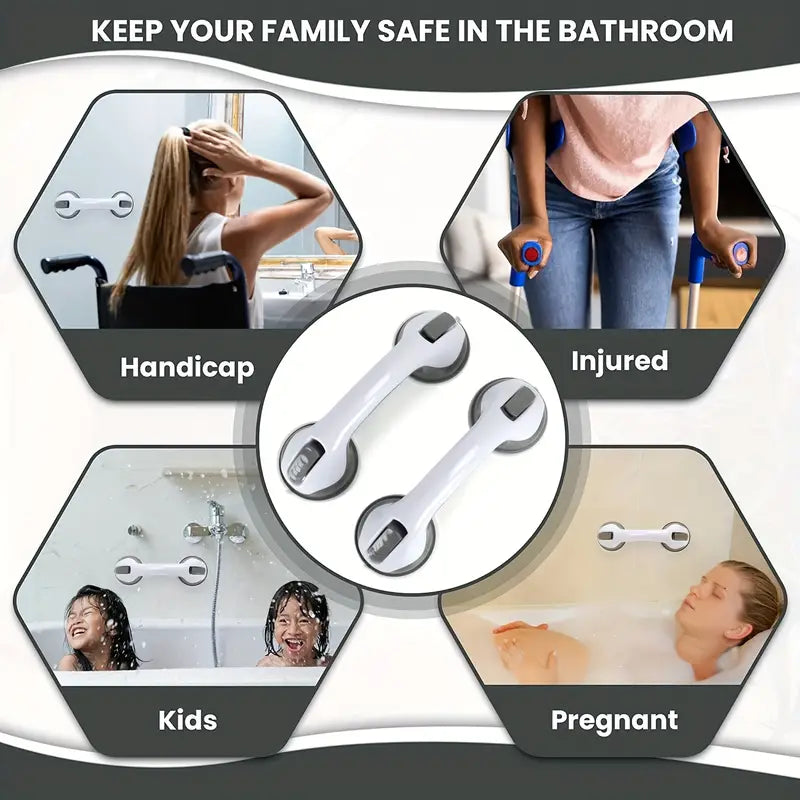 Bathroom Handrail With Vacuum Sucker For Safety Support RegenaLife Market