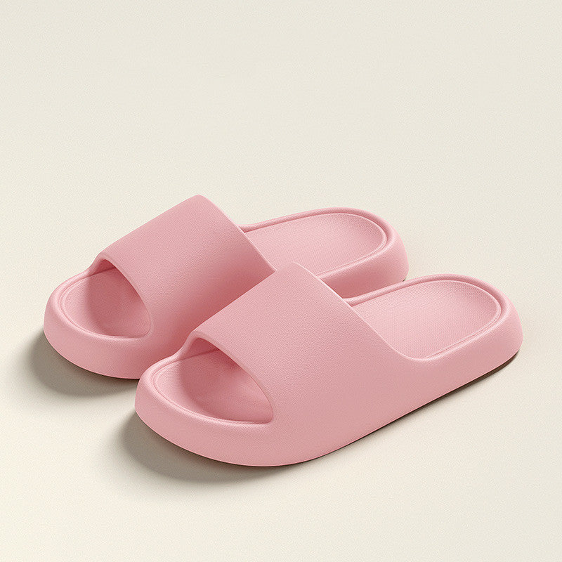Solid Thick-soled Home Slippers Summer Non-slip Floor Bathroom Slipper For Women Men's House Shoes Lime Sunflower