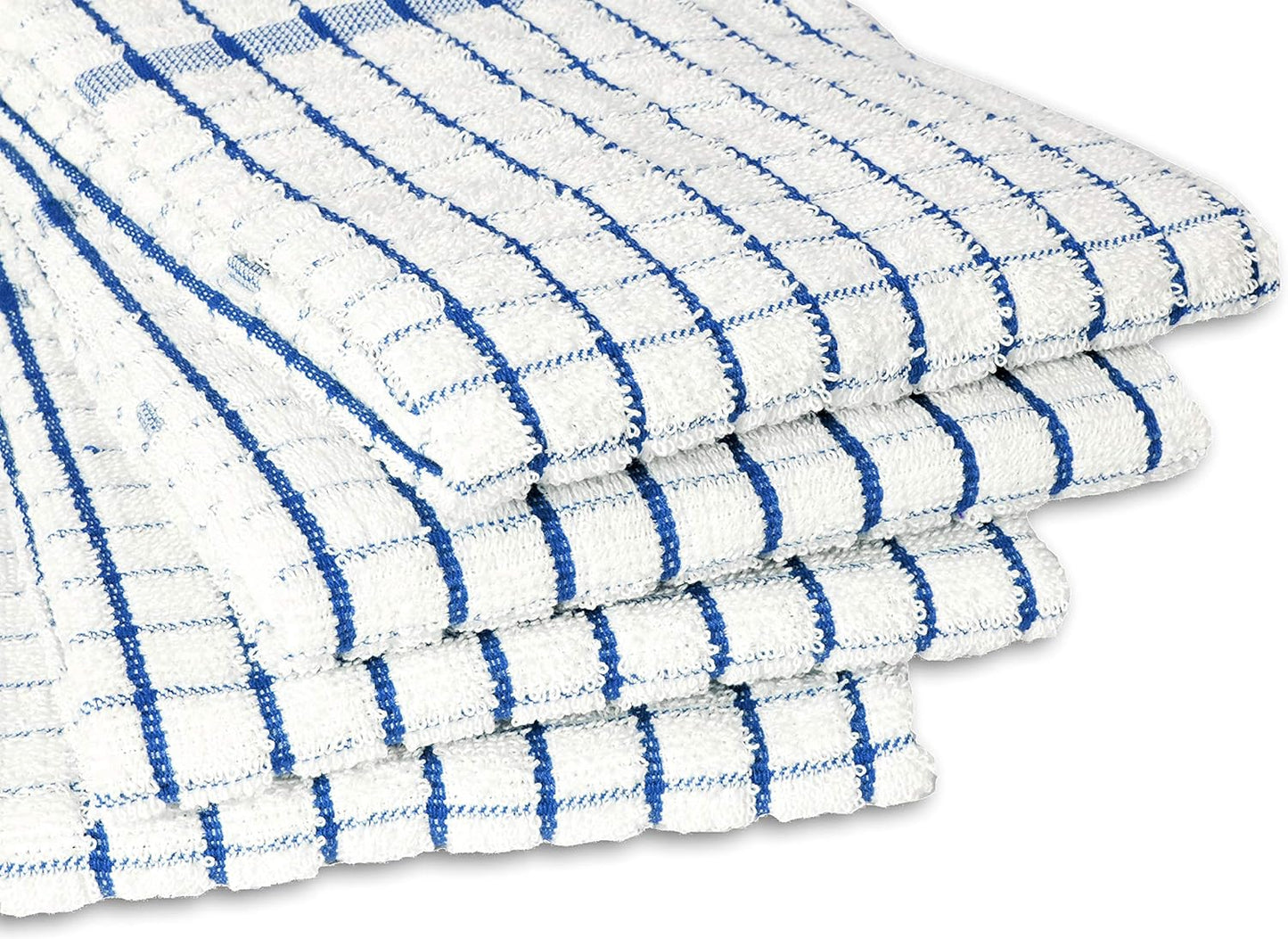 Terry Dish Towels Pack of 4 Highly Absorbent Quick Dry Super Soft 20X28 Inch Kitchen Towel with Hanging Loop for Cleaning & Drying Dishes (Blue)