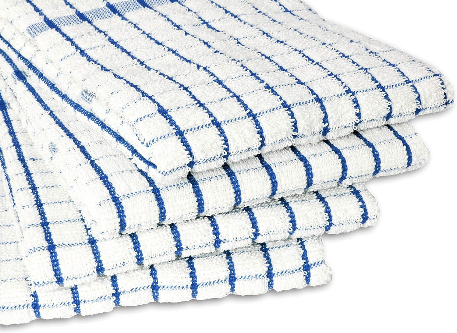 Terry Dish Towels Pack of 4 Highly Absorbent Quick Dry Super Soft 20X28 Inch Kitchen Towel with Hanging Loop for Cleaning & Drying Dishes (Blue)