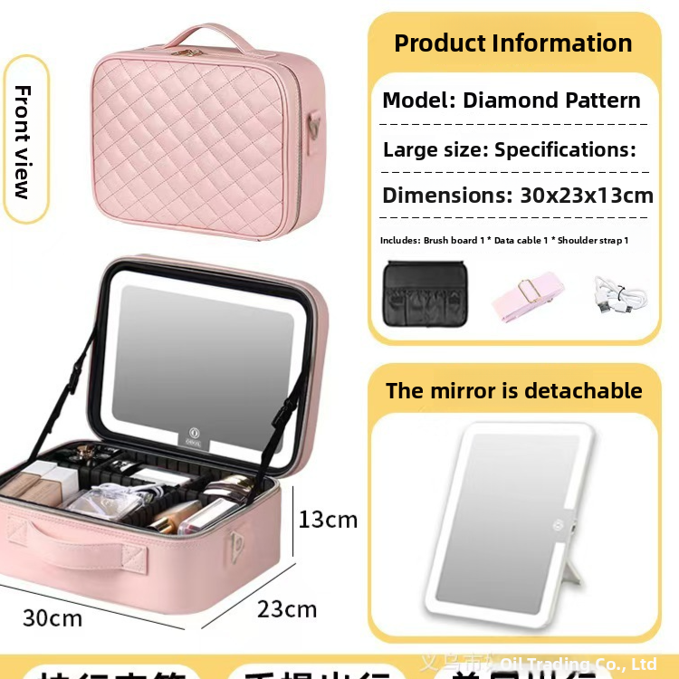 Portable LED Mirror Leather Makeup Case with Brush Set RegenaLife Market