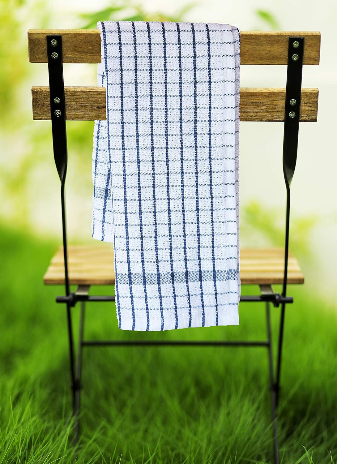 Terry Dish Towels Pack of 4 Highly Absorbent Quick Dry Super Soft 20X28 Inch Kitchen Towel with Hanging Loop for Cleaning & Drying Dishes (Blue)