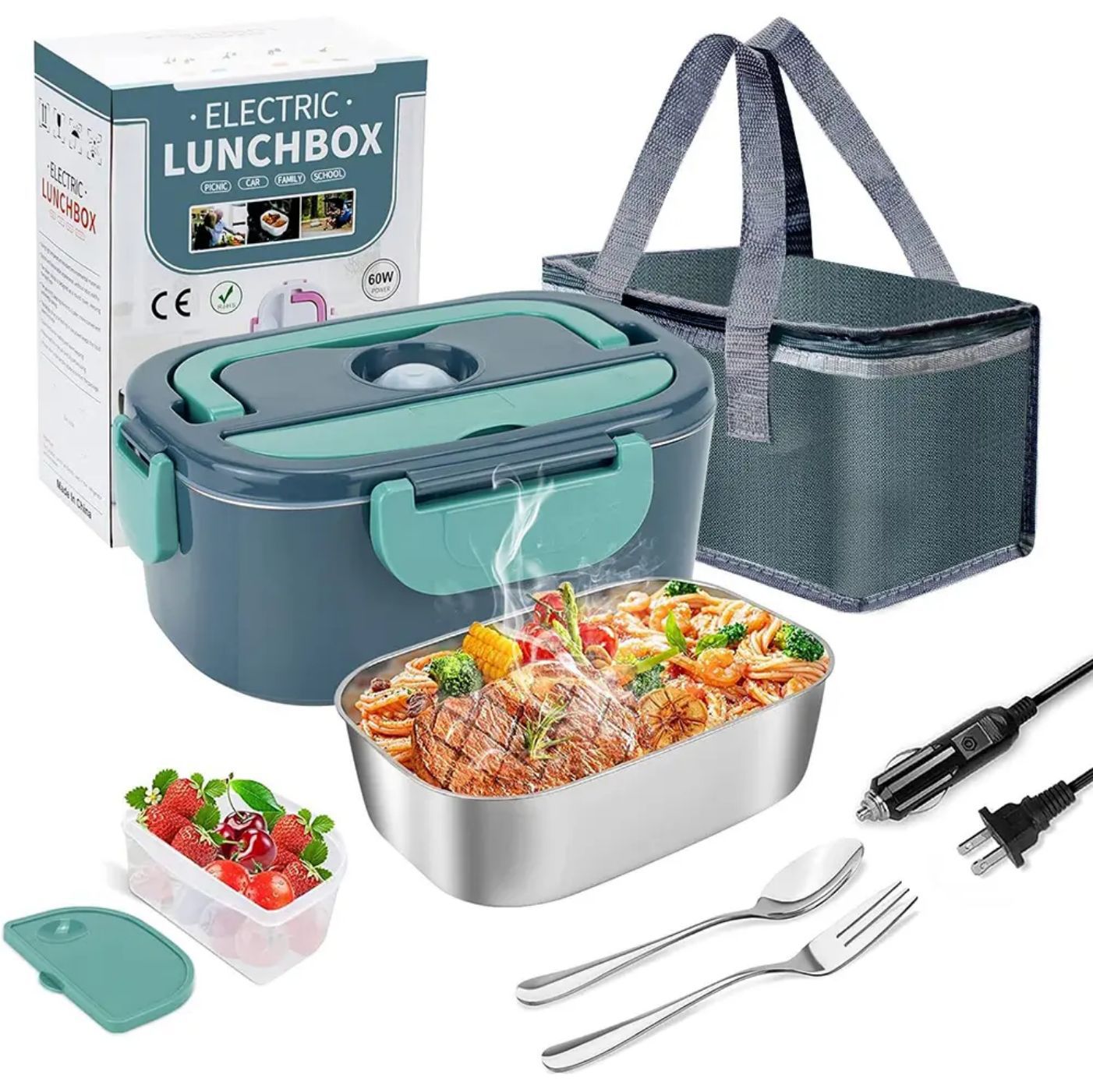 Portable Electric Heating Lunch Box for Home and Car Use Teemdrop