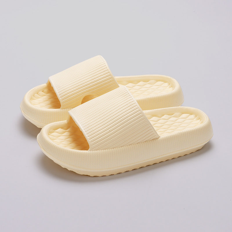 Summer EVA Slippers Solid Color Rhombus Stripe Anti-slip Slippers New Women's Home Shoes Lime Sunflower