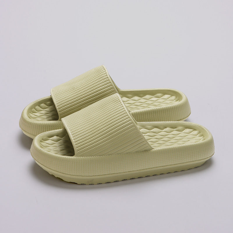 Summer EVA Slippers Solid Color Rhombus Stripe Anti-slip Slippers New Women's Home Shoes Lime Sunflower